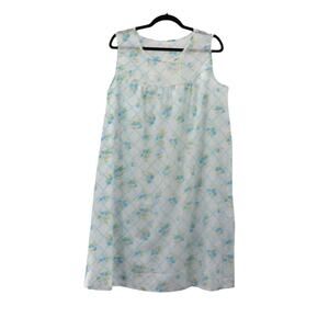 Vintage Floral White Midi Length Cotton Nightgown